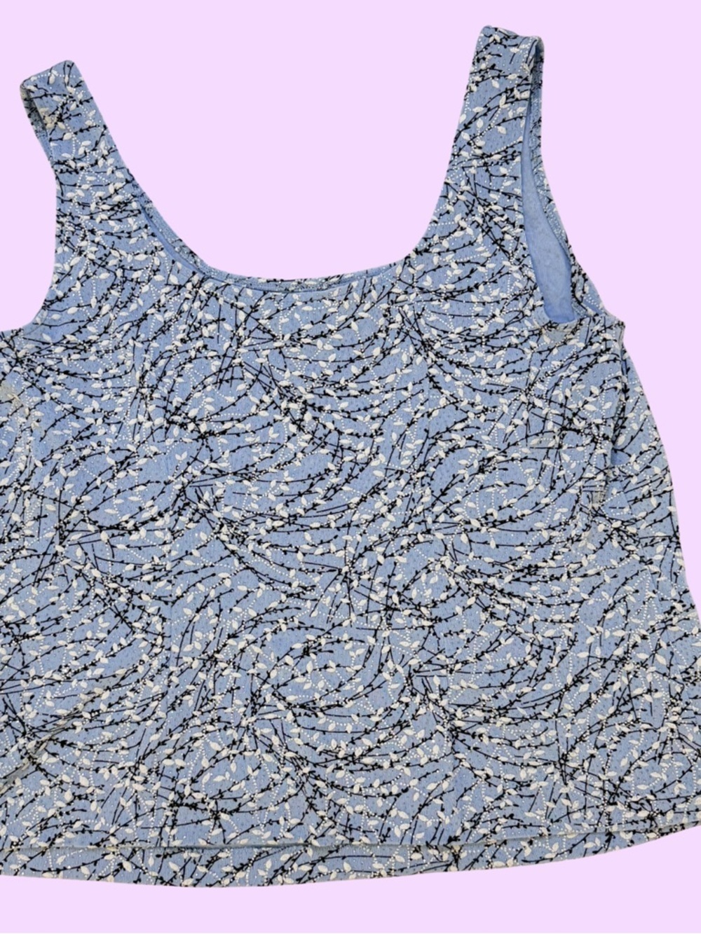 Alex Evenings Blue Printed Scoop Neck Tank Top - Picture 2 of 4